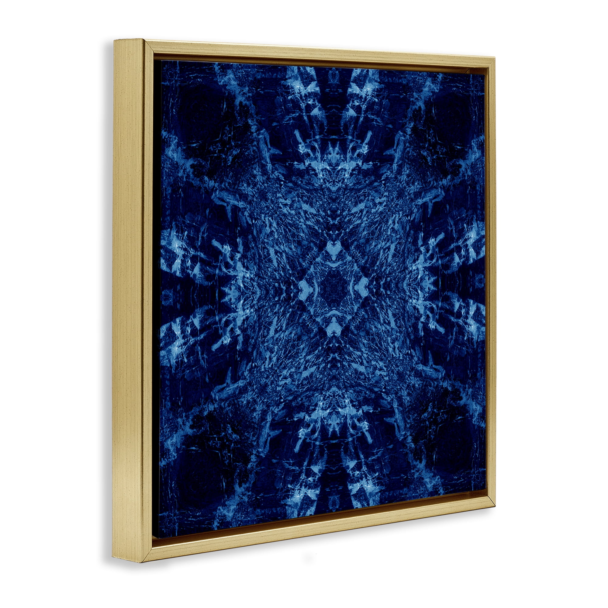 Stupell Industries Dark Tie Dye Style Abstract Painting Gold Floater Framed Canvas Art Print Wall Art, 18 x 18