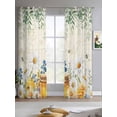 thumbnail image 2 of Daisy Spring Floral Sheer Curtains 84 Inch Length 2 Panels Set for Living Room/Bedroom, Farmhouse Botanical Green Leaves Kitchen Curtains Grommet Semi-Sheer Curtains Window Treatments 42"x84"x2, 2 of 7
