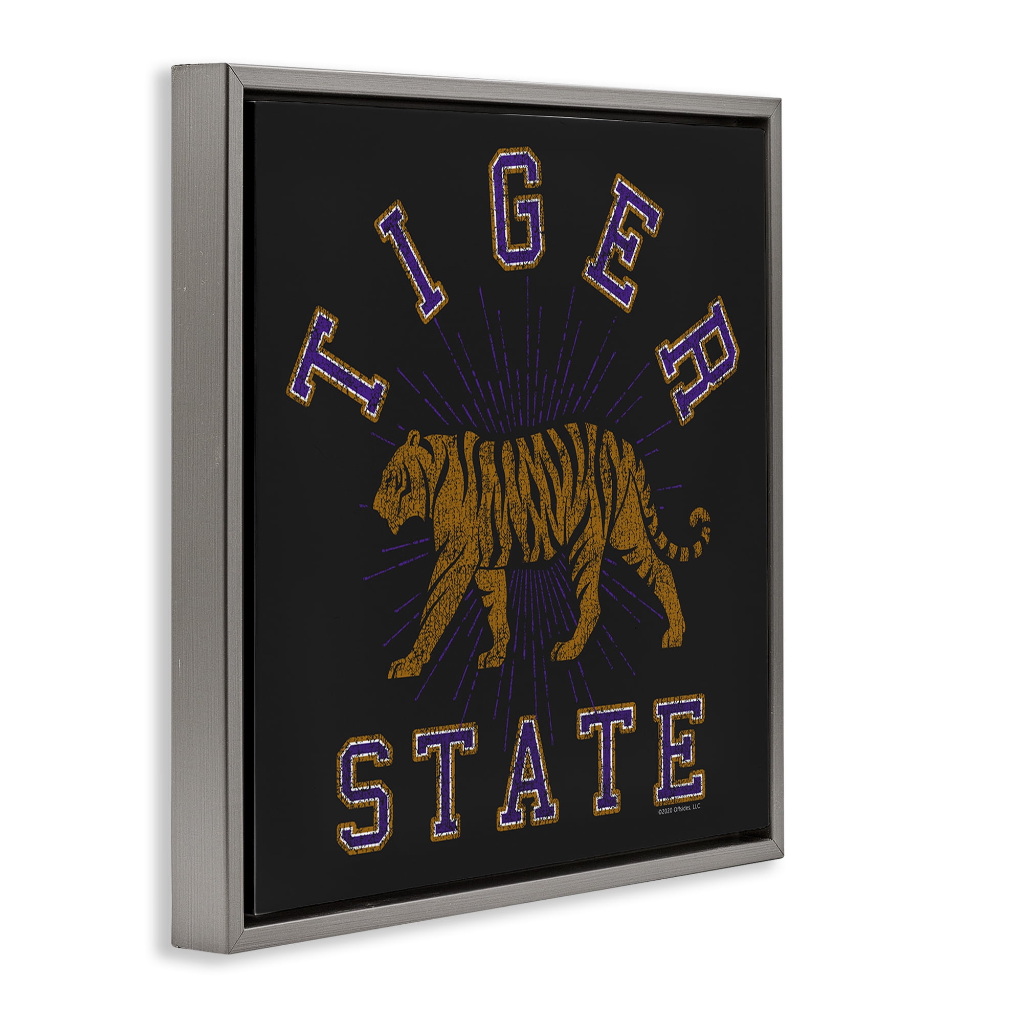 Stupell Industries Vintage Tiger State Novelty & Humor Painting Gray Floater Framed Canvas Art Print Wall Art, 25 x 25