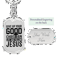 thumbnail image 2 of Follow Jesus Stainless Steel or 18k Gold Premium Swivel Dog Tag Keychain, 2 of 10