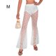 thumbnail image 3 of Pantalones de verano Qarigey estilo gótico para mujer Pierna ancha encaje Cintura alta Blanco, 3 of 6