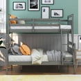 thumbnail image 7 of Royard Oaktree Twin over Full Bunk Bed with Safety Guardrail Headboard and Footboard Wood Bunk Bed Frame with ladder and Slats, Can Be Converted Into 2 Separated Platform Beds, Gray, 7 of 7
