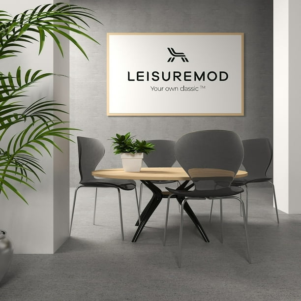 LeisureMod Oyster Modern Black Round Back Dining Side ...