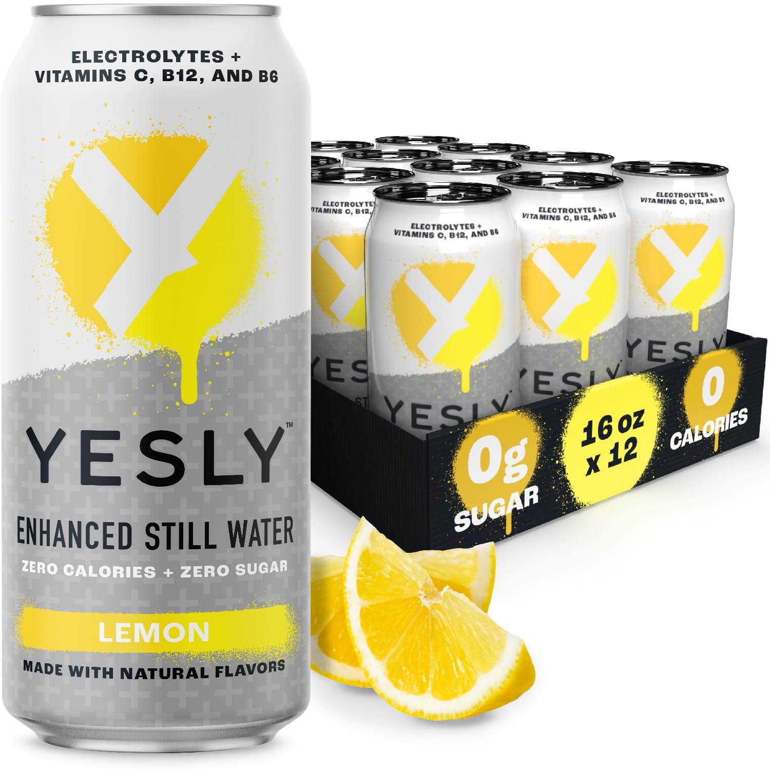 Pack of 12, Yesly Lemon Functional Water, 16 fl oz