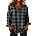 thumbnail image 4 of Aoiroe Womens Plaid Shirts Classic Long Sleeve Button Down Collared Casual Tops Lightweight Spring Blouses Dark Gray 5XL, 4 of 8