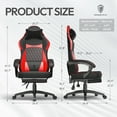 thumbnail image 2 of Dowinx Ergonomic Gaming Chair with Pocket Spring Cushion & Massage Lumbar Support - High Back Office Computer Chair with Footrest for Adults, 300LBS Capacity, Leather Design， Black and Red, 2 of 8