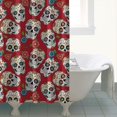 thumbnail image 4 of Red Flower Skull Pattern Shower Curtain 72"x72" ,Bathroom Decorative Shower Curtains Set with 12 Hooks,Modern Waterproof Washable Shower Curtain, 4 of 6