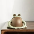 thumbnail image 1 of Té Mascota Rana Estatua Artesanía Bandeja de té Accesorios Encanto Animal Escultura Estatuilla para librería Mesa Centro de mesa Dormitorio Sala de té 83x7x6cm BLESIY Estatuilla de rana, 1 of 8