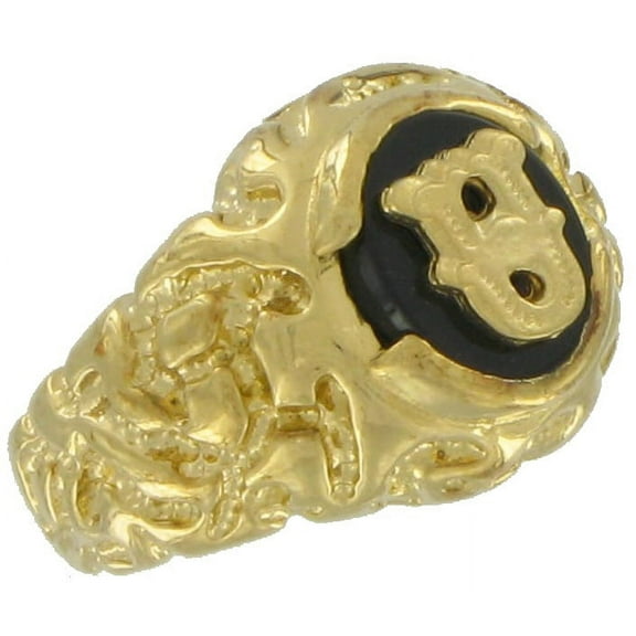 Ring Gold Tone Black Onyx U Initial Signet Size 13 Mens Adult Male
