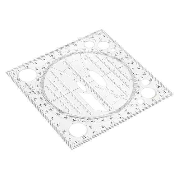 Zehuanyu Circle Drawing Tool Drawing Ruler Protractor Student 12X12X0.5CM Black