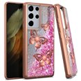 thumbnail image 1 of Kaleidio Case For Samsung Galaxy S21 Ultra 5G (6.8") [Quicksand Glitter] TPU Gel Slim Hybrid Skin Cover [Liquid Rose Gold Motion Butterfly], 1 of 2
