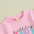 thumbnail image 5 of Bagilaanoe 2pcs Toddler Birthday Outfits Baby Girl Shorts Set Short Sleeve Letter Print T Shirt Tops + Shorts 6M 12M 18M 24M 3T 4T Kids Casual Summer Clothes, 5 of 8