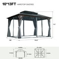 thumbnail image 3 of 10' x 13' Hardtop Wood Gazebo with Polycarbonate Double Roof Canopy, Sturdy Solid Wooden Framed Gazebo with Privacy Curtains and Mosquito Nettings, for Patio, Garden, Backyard, Black and Brown, 3 of 9
