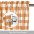 thumbnail image 6 of Orange Plaid Kitchen Curtain Valances for Windows Farmhouse Short Curtains, Gradient Geometric Buffalo White Checkered Rod Pocket Valance Curtain for Bedroom Cafe Living Room 42"x18", 6 of 8