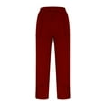 thumbnail image 3 of ManxiVoo Women Cotton Casual Pants Cross Cuff Detail Loose Fit Comfortable XXXL Size Red, 3 of 9