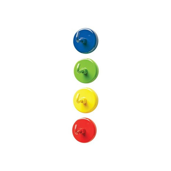 Ressources d'Apprentissage - Crochet Aimant - 1,5 de Diamètre - Bleu, Jaune, Rouge, Vert (pack de 4)