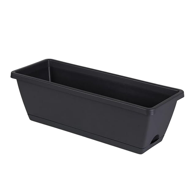 CNKOO Window Box Planter Plastic Vegetable Flower Planters Boxes Rectangular Flower Pots with Saucers Indoor Outdoor Garden Patio Home Decor
