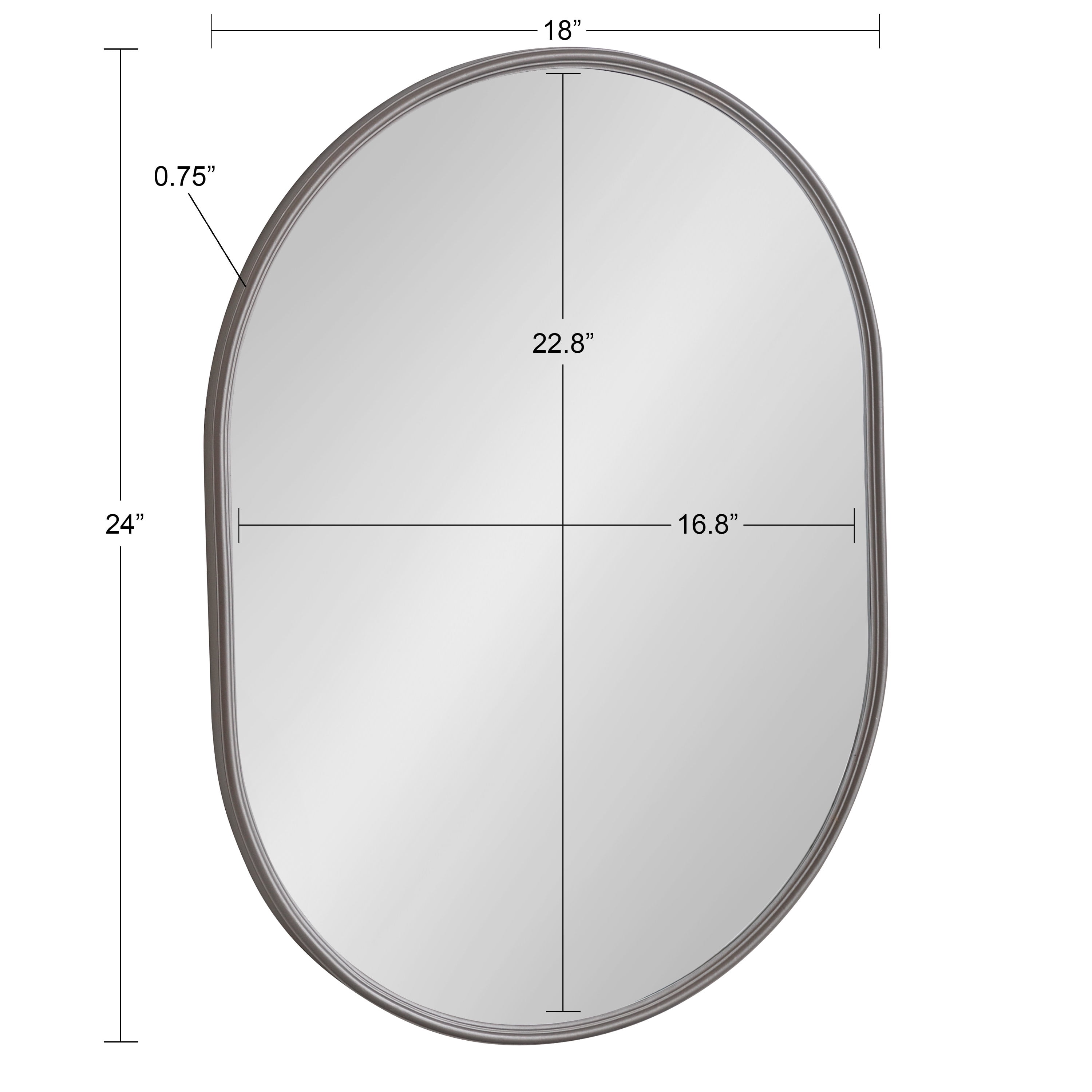 Kate and Laurel Caskill Modern Capsule Framed Wall Mirror, 18 x 24, Charcoal Gray, Decorative Mirror