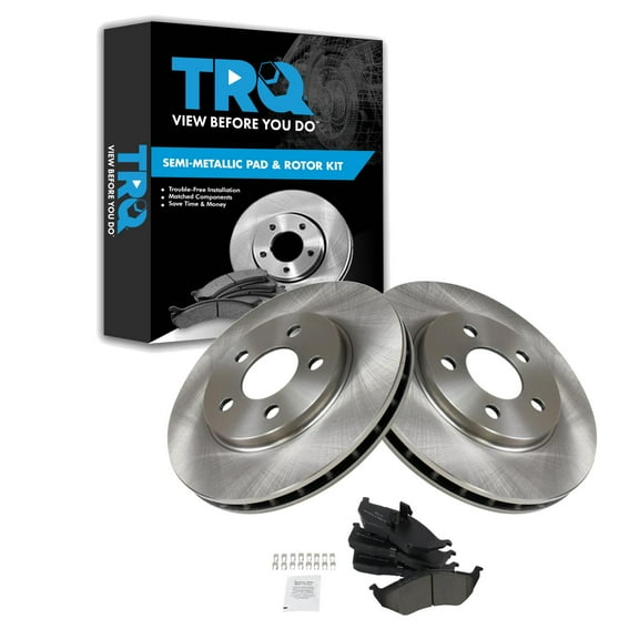 TRQ Front Brake Pad & Rotor Kit Brake Pads Brake Rotor Semi-Metallic Fits Select 1996-2000 Dodge Caravan Plymouth Voyager
