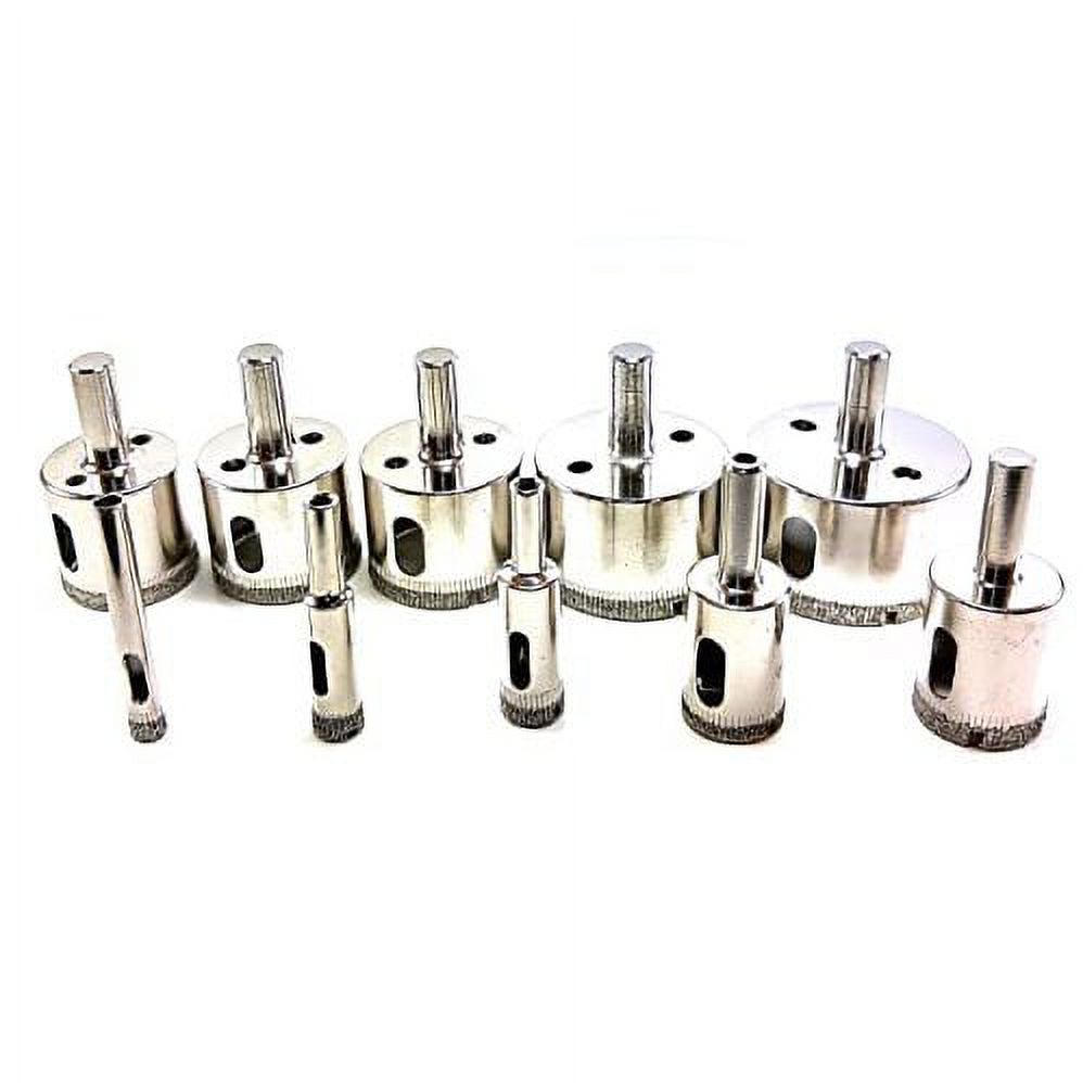 LOT 10 Pcs SET Diamond Hole Saw Drill Bit Set 1/4" - 2" Inch Granite Glass Tile - Tools 10 Piece Diamond Dust Hole SAW Drill BIT for Ceramic Tile Marble Rock Porcelain