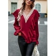 thumbnail image 4 of Women's casual bohemian V-neck long-sleeved ruffle sleeve blouse loose shirts, 4 of 6