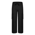 thumbnail image 5 of Zylanna Men's Casual Cargo Pants, Drawstring Waist Stretchable with Pockets Baggy Comfortable Pants for Winter Sports Black, 5 of 6