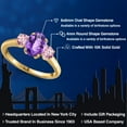 thumbnail image 2 of Gem Stone King 10K Yellow Gold Purple Amethyst and Pink Lab Grown Diamond Engagement Ring for Women | 1.70 Cttw | Oval Checkerboard 8X6MM | Gemstone February Birthstone | Size 6, 2 of 6