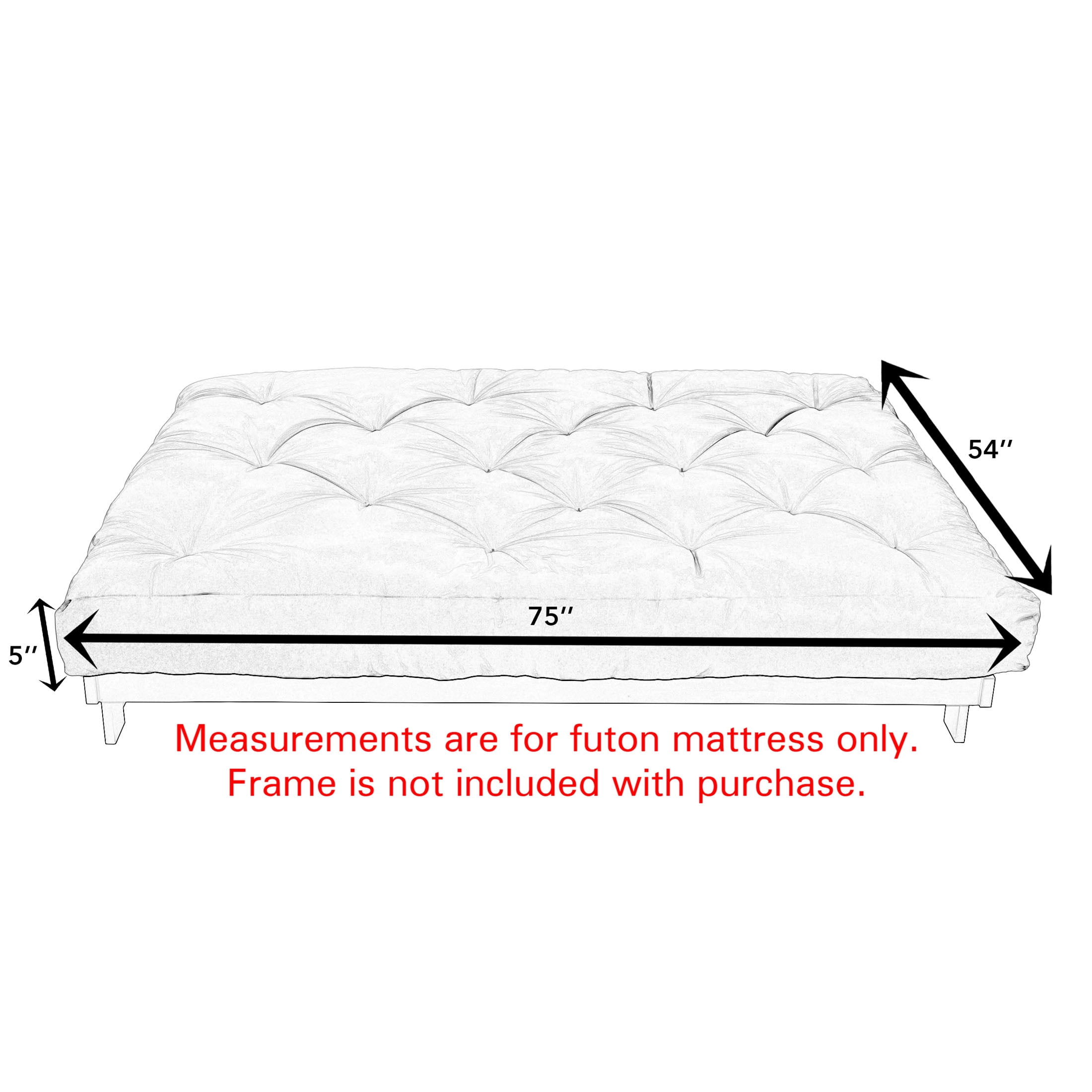 Sorra Home 5 inch Full Size Futon Mattress - Barcelona Pecan