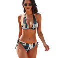 thumbnail image 1 of Bright Color Block Bikini Set Sexy Geometric Bikini Swimsuit Rave Custom Swimwear Simple Bondeau Beach Outfits, 1 of 5