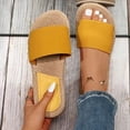 thumbnail image 2 of Women's Espadrille Platform Slide Sandals Solid Color Wide Strap Open Toe Flat Slippers Wide Width Friendly Soft Sole Non Slip Indoor Outdoor Casual Slides, 2 of 10