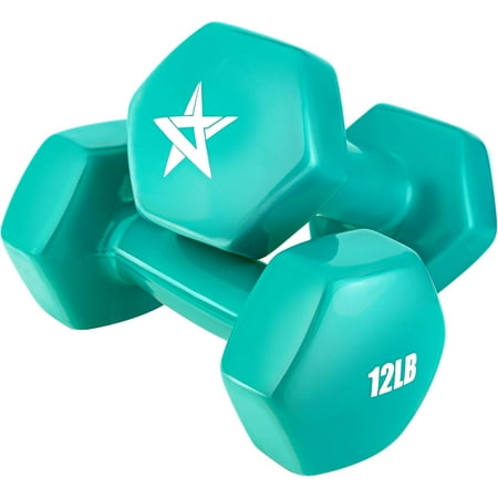 Yes4All 12lb Pair of Vinyl Hexagon Dumbbells - Dumbbells Set of 2 Hand Weights for Home Gym & Strength Training (2-15 lbs Weight Options) - Baltic