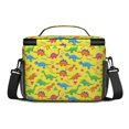 thumbnail image 3 of Dinosaur and Geometric Yellow Pattern Insulated Lunch Box for Women Men, Medium Leakproof Cooler Bag with Adjustable Strap, 10"x6.7"x8", 3 of 6