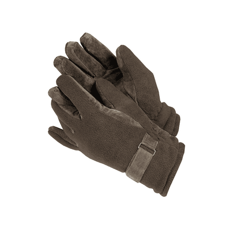 ISOTONER MEN'S FLEECE & SUEDE GLOVES BROWN MEDIUM LARGE