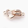thumbnail image 1 of SNNROO 5Set Brass Micro Pave Cubic Zirconia Fold Over Clasps Flat Round Clear Real Platinum Plated 32mm Inner  4.5mm, 1 of 3