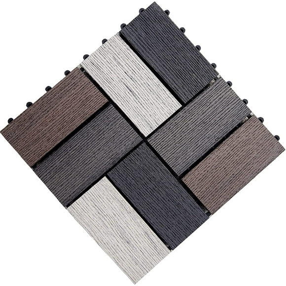 Jinsinto Wood Interlocking Floor Tiles, Outdoor Water Resistant Paver Composite Deck Flooring Can Be Spliced DIY for Indoor, Outdoor