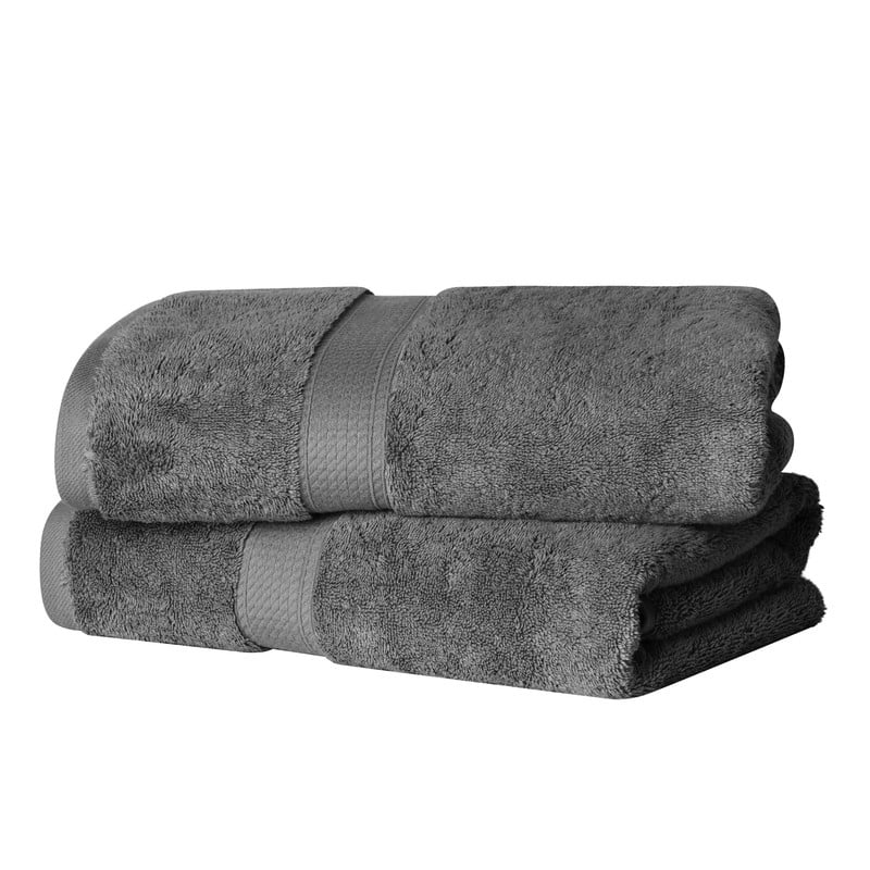 Superior 800 GSM Egyptian Cotton Heavyweight Bath Towel Set of 2, Charcoal