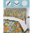 thumbnail image 3 of Full Size Quilt Bedding Set, Orange Lemons Reversible Summer Quilt 3 Pieces, Summer Botanical Checkered Farmhouse Lightweight Bedspreads Coverlets with 2 Pillow Shams for All Seasons, 3 of 5