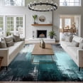 thumbnail image 4 of Teal Gray Large Area Rugs for Bedroom Living Room, Soft Non Slip Carpet Bedside Rug, Modern Oil Painted Art Abstract Geometric Rectangular Floor Cover Kitchen Accent Rug 5'x8' for Dining Room/Office, 4 of 9
