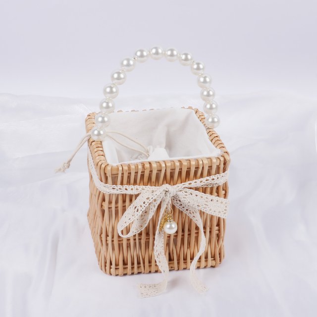 Bolso de mimbre tejido a mano para mujer bandolera pequeña de Likrtyny viaje para playa