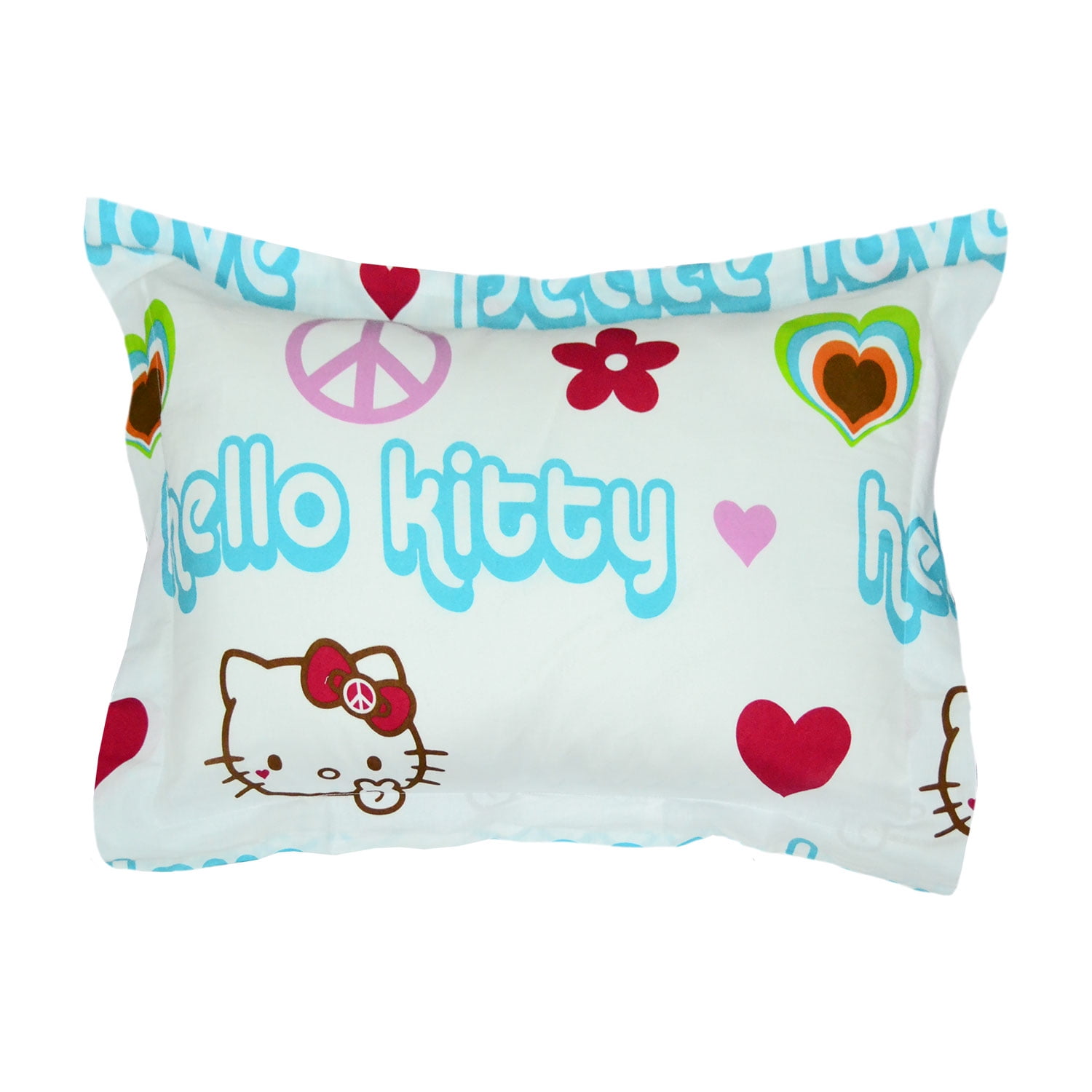 Sanrio Hello Kitty Pillow Sham Hearts and Peace Signs Bed Pillow Cover - Walmart.com