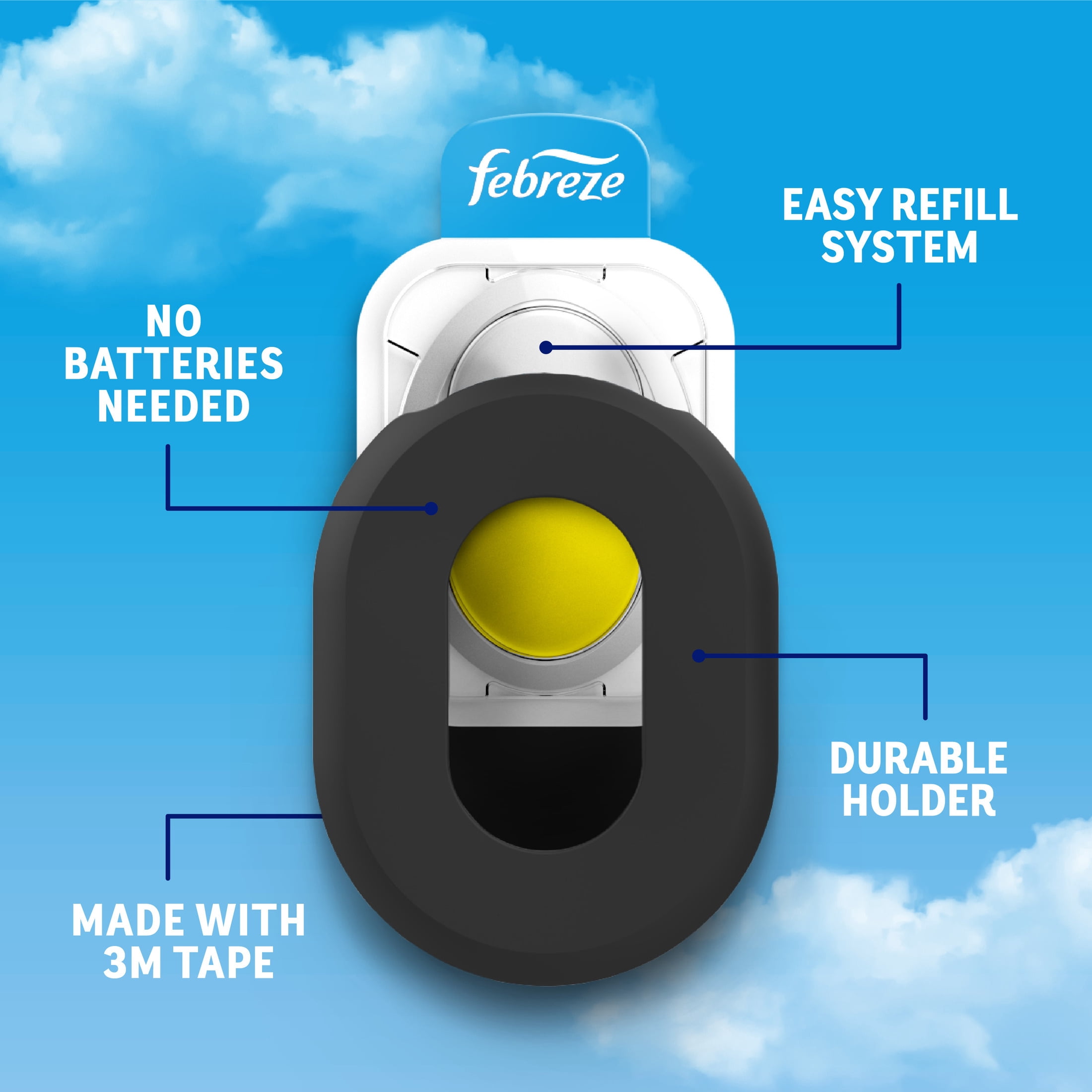 Febreze Trash Odor Fighter, Fresh Lemon Scent, 1 Holder + 1 Refill