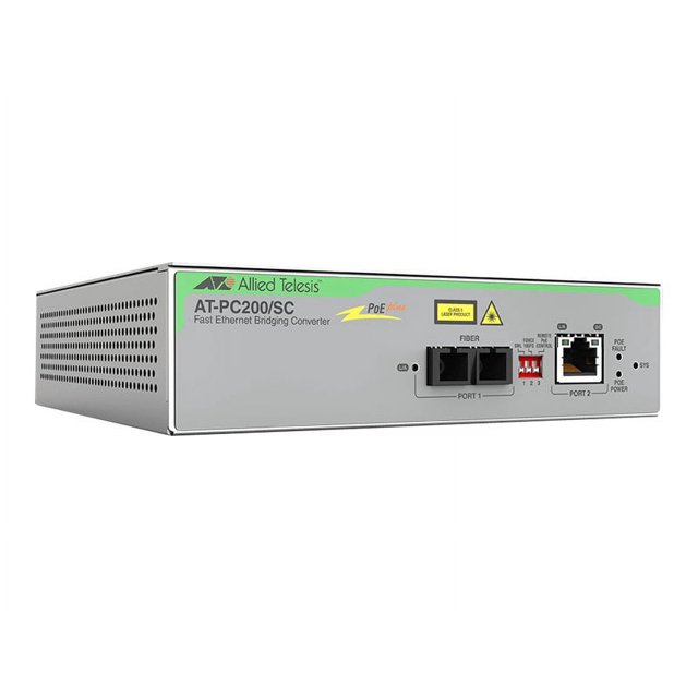 Allied Telesis AT PC200/SC - Fiber media converter - 100Mb LAN - 10Base-T, 100Base-FX, 100Base-TX, 100Base-SC - SC / RJ-45 - 1310 nm - TAA Compliant