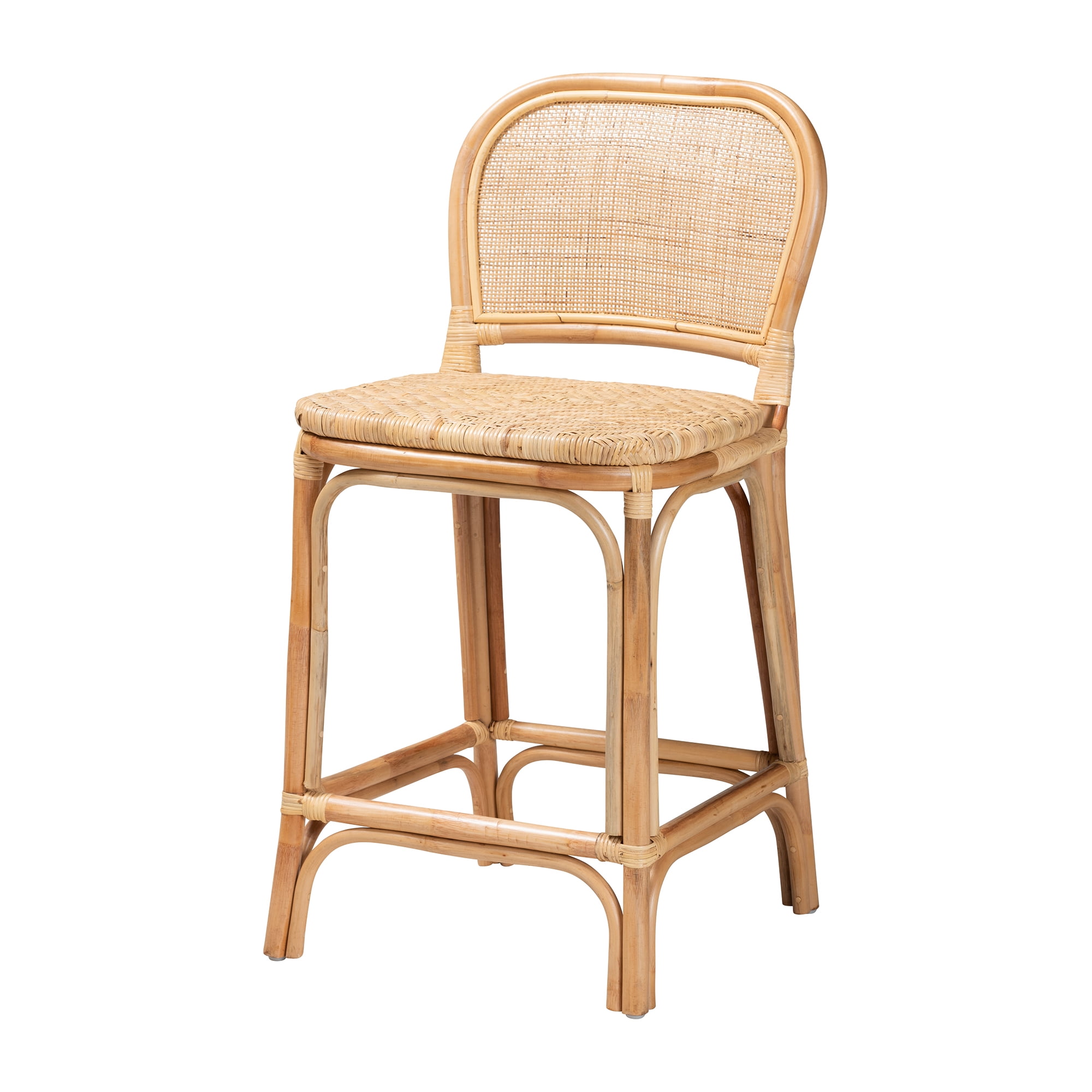 bali & pari Adrena Rattan Counter Stool, Natural Brown