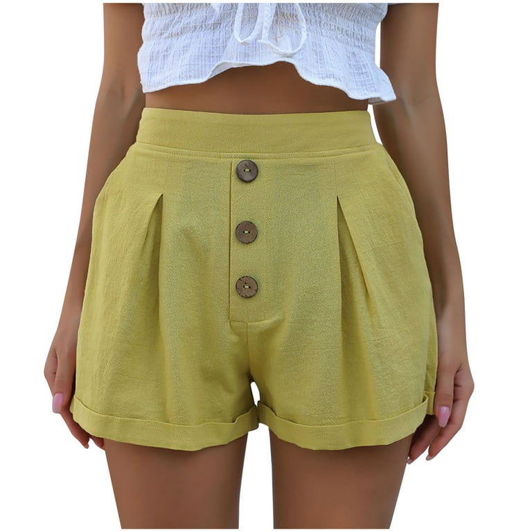 Zodggu Womens Army Green Biker Shorts Plus Size Summer Fashion Women Casual  Solid Pocket Button Spring Summer Shorts Strench Cargo Pants Bermuda Trendy  Shorts 10 