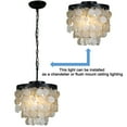 thumbnail image 3 of 3-Light Matt Black Indoor Coastal Decor Capiz Shell Flush Mount Chandelier, 3 of 7