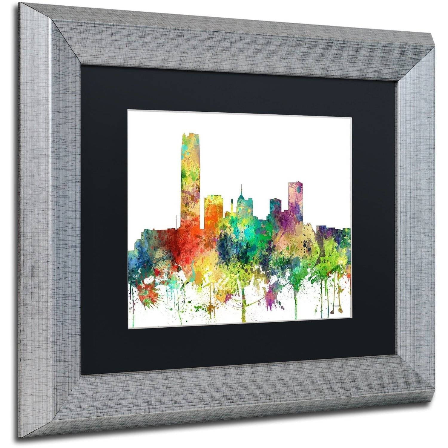 Trademark Fine Art "Oklahoma City Oklahoma Skyline SP" Canvas Art by Marlene Watson, Black Matte, Silver Frame