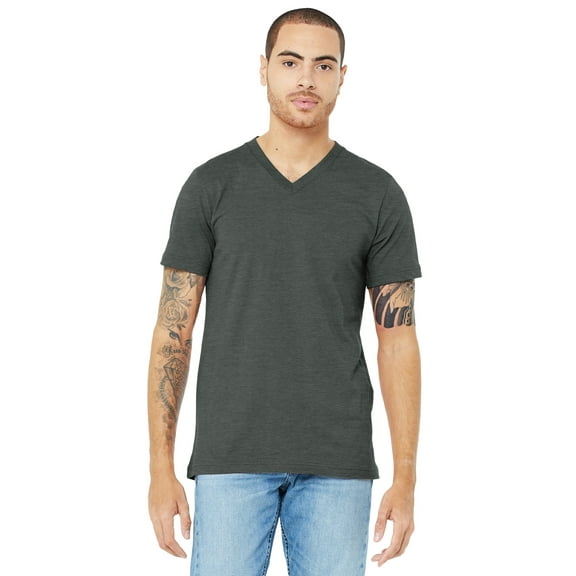 Unisex Jersey Short-Sleeve V-Neck T-Shirt - DEEP HEATHER - 3XL