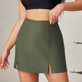 thumbnail image 3 of ClodeEU Women’s Elegant High Waisted Bodycon Mini Skirt with Shorts ,Casual Side Slit Skorts Army Green,Womens Plus L, 3 of 5
