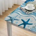 thumbnail image 4 of BANET Seashells Blue Rectangular Tablecloth Summer Ocean Washable Table Cloth Kitchen Dining Room Table Cover for Party Dinner Tablecloths white, 4 of 7