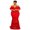 Red, variant on Plus Size V Neck Maxi Dress Women Flare Sleeve High Waist Elegant Summer Party Dress